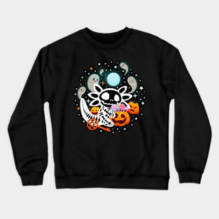 Axolotl Halloween Gifts Spooky Skeleton Axolotl Crewneck Sweatshirt